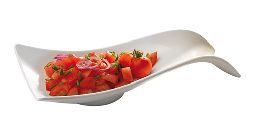 Schale -SMALL WAVE- 26 x 13 cm, H: 4,5 cm Melamin, weiß mit rutschfestem Boden auch als Besteck-Ablage einsetzbar