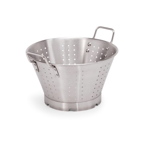 Seiher auf Fuß. Chromnickelstahl. mit Seitengriffen, Boden- & Seitenlochung.