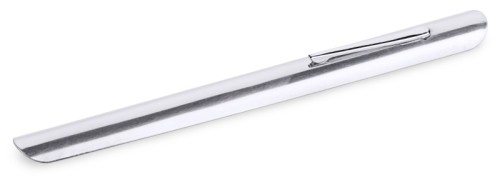 Tischkrümelentferner aus Edelstahl, hochglänzend, gewölbt, mit Metall-Clip, Materialstärke: 0,8 mm Länge: 15 cm, Breite: 1,5