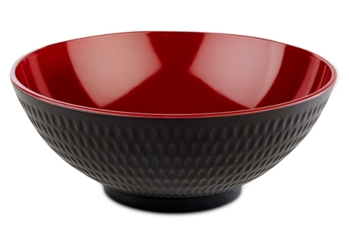 Schale -ASIA PLUS- Ø 24 cm, H: 9,5 cm, 2,2 Liter Melamin innen: rot, glänzend außen: schwarz, matt spülmaschinengeeignet