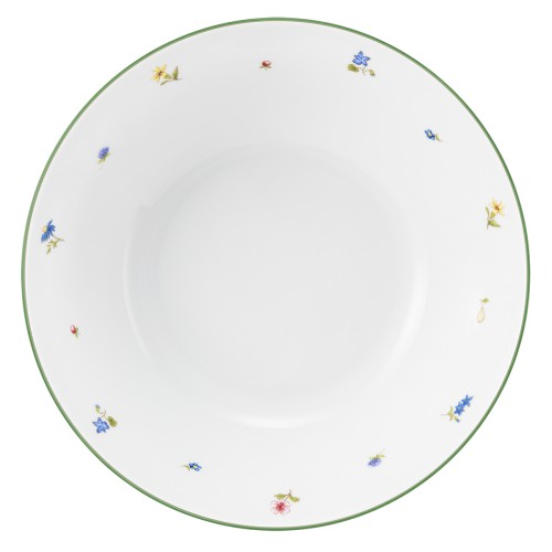 Seltmann Schüssel rund 24 cm, rund, Form: Community, Dekor: 57389 Streublume grüne Linie, hohe Kantenschlagfestigkeit, Made in Germany