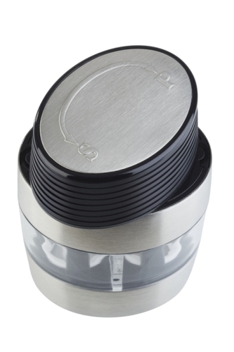 2 in 1 Salz u. Pfeffermühle 6 x 4,5 cm H: 9,5 cm Edelstahl, Acryl Keramikmahlwerk Mahlgrad einstellbar nicht