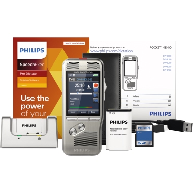 Philips Diktiergerät Digital Pocket Memo DPM 8000 5,3 x 12,3 x 1,5 cm (B x H x T) 2.800 (SP), 1.400 (QP), 200 (MP3), 108 (PCM
