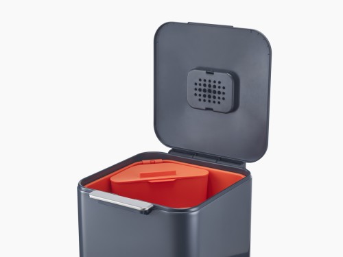 Joseph Joseph IntelligentWaste Totem Compact 40 - Abfallbehälter mit separater Recycling-Einheit, 40 Liter - graphit