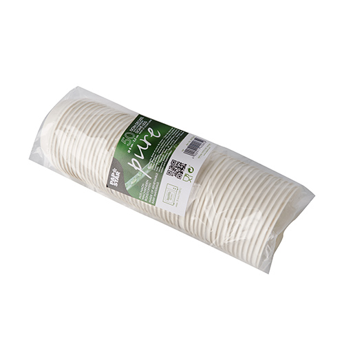 50 Dom-Deckel, Zuckerrohr "pure" rund Ø 8 cm · 2,5 cm weiss von PAPSTAR