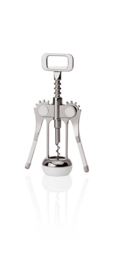 Hebelkorkenzieher. Messing, verchromt. mit Flaschenöffner.