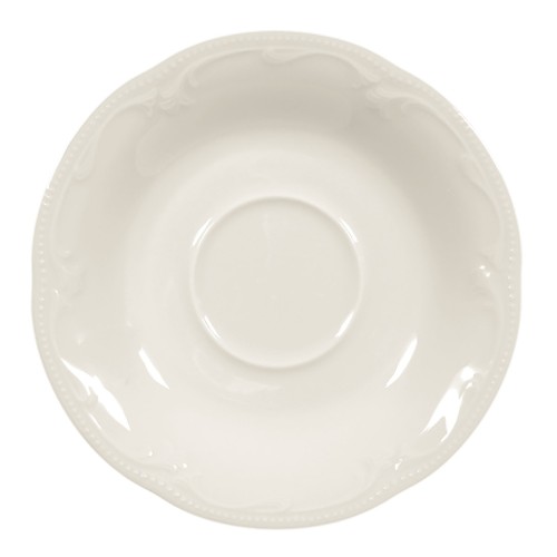 Seltmann Kombi-Untertasse 15 cm, rund mit Relief, Form: Rubin, weiss cream, hohe Kantenschlagfestigkeit, Made in Germany