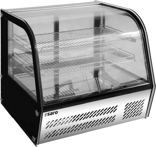 SARO Kühlvitrine Modell LISETTE 100 - Material: (Gehäuse) Edelstahl - 4-seitig doppelverglast - 2 höhenverstellbare Roste -