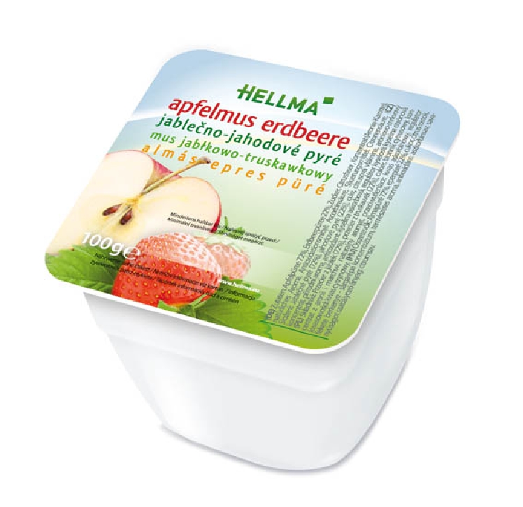 HELLMA Apfelmus Erdbeere Inhalt: 48 Becher á 100 g
