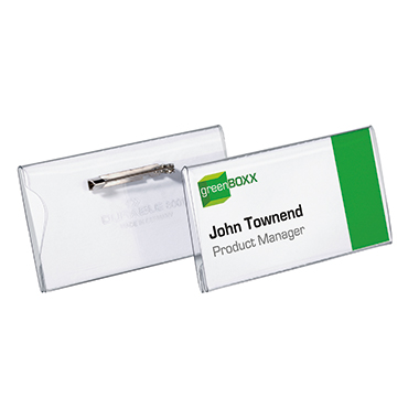 DURABLE Namensschild Universal 75 x 40 mm (B x H) Plattennadel, Einstecklasche transparent 100 St./Pack.
