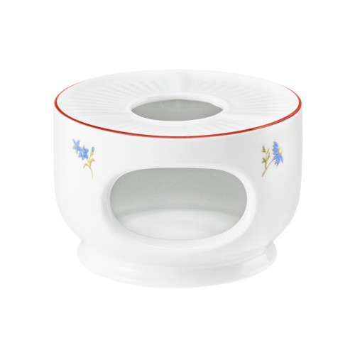 Seltmann Stövchen 1069 klein, rund, Form: Community, Dekor: 57388 Streublume rote Linie, hohe Kantenschlagfestigkeit, Made in Germany