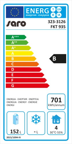 SARO Flaschenkühltruhe mit Schiebedeckel, Modell FKT 935 - Material: (Gehäuse) Stahl einbrennlackiert, weiß; (Deckel) Edelstahl;