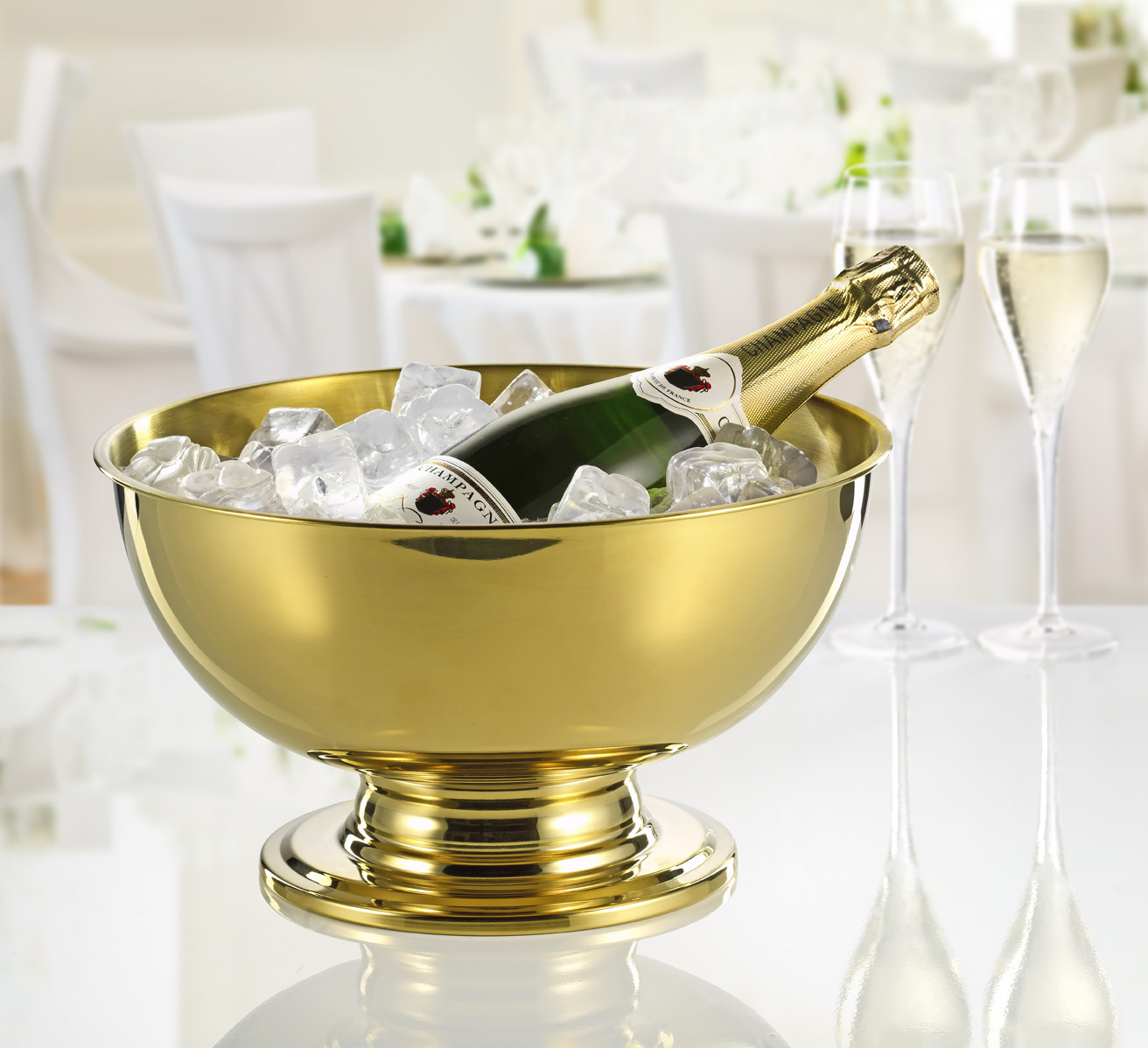 Champagner-Kühler PORTLAND, Edelstahl, 5 ltr. mit goldener PVD-Beschichtung