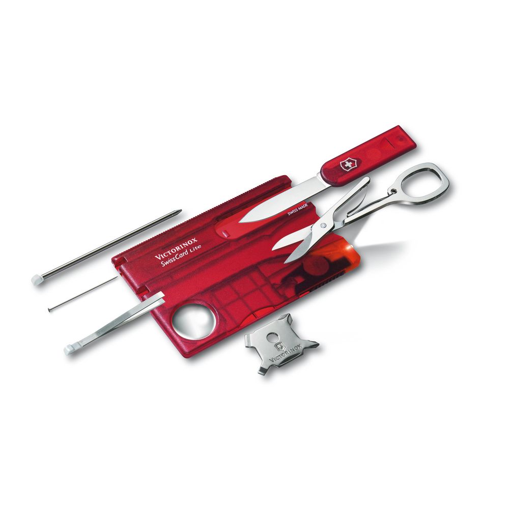 Victorinox SwissCard Lite, rot transparent, LED weiss