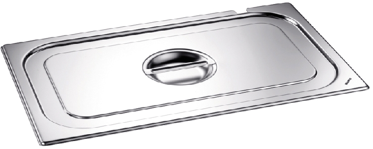 Blanco GN-Deckel 2/3 Edelstahl, mit Griff- und Löffelaussparung