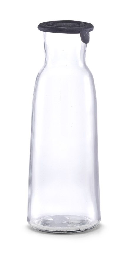 Glasflasche LITT, mit schwarzem Silikondeckel, Inhalt: 1 Liter, Durchmesser: 9,4 cm, Höhe: 25,7 cm
