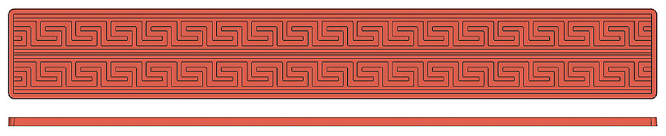 Backreliefmatten aus rotem Silikon, klassische Friese für den Tortenrand und für das Blech Länge: 60 cm, Breite: 8 cm, Mäander