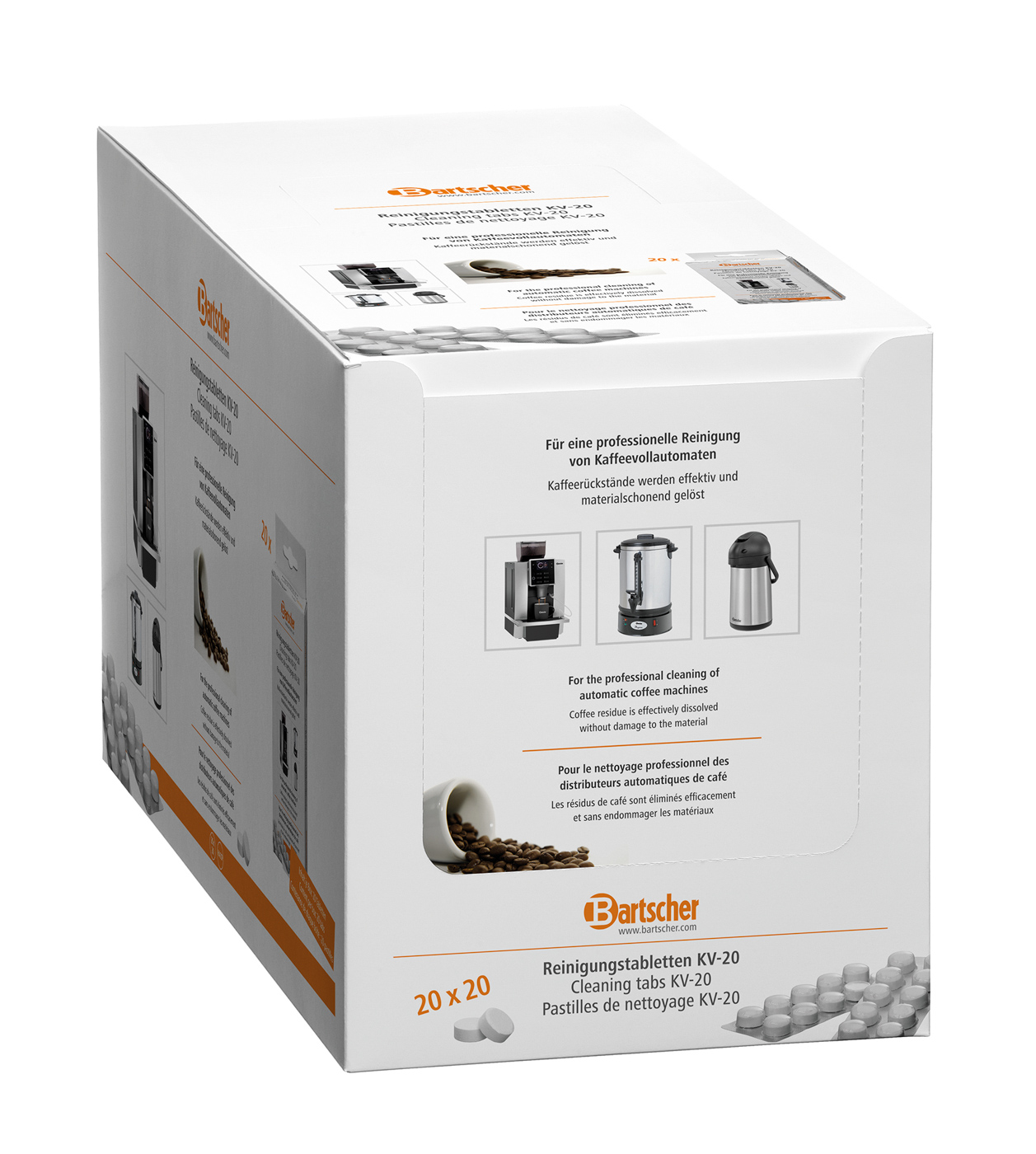 Bartscher Reinigungstabletten KV-20 | HACCP-konform: Ja | Maße: 3 x 7,5 x 180 cm. Gewicht: 0,065 kg
