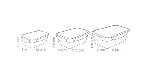 Dose FRESHBOX 3 St., 0.2, 0.5, 1.0 l, rechteckig