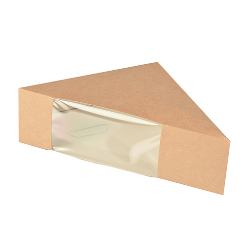 50 Sandwichboxen, Pappe mit Sichtfenster aus PLA 12,3 cm x 12,3 cm x 5,2 cm braun von PAPSTAR