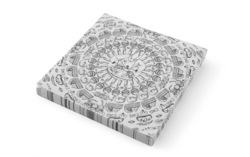 Einschlagpapier, fettresistent, 306x305 mm, Modell mit Koch- und Speisen-Aufdruck, abgepackt per 500 Blatt