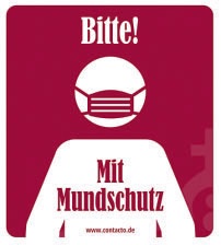 Aufkleber "Mit Mundschutz" 13,2 x 12 cm, 5er Set