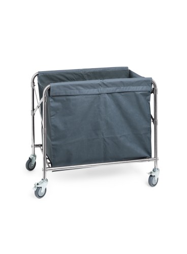Wäschewagen. Edelstahl. 4 schwenkbare Rollen Ø 10 cm, davon 2 mit Feststeller, Rohrrahmen