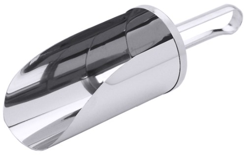 Handschaufel aus Edelstahl 18/10, seidenmatt poliert, mit Flachgriff, mittelschwere Qualität Durchmesser Schaufel: 10 cm, Länge: 30