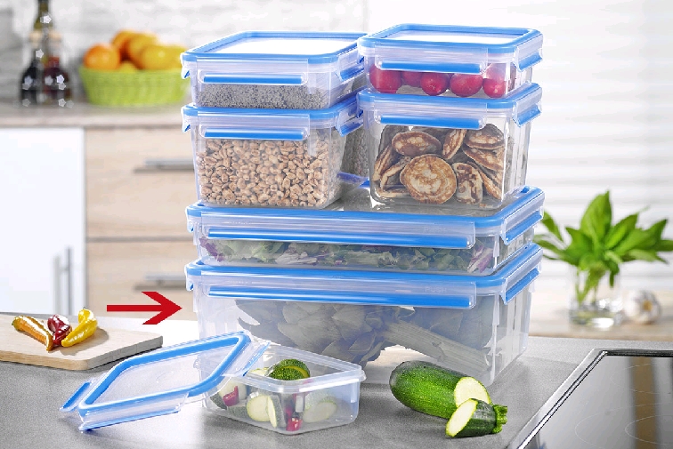 Emsa CLIP & CLOSE Frischhaltedose 5,5L rechteckig, Maße: 32,7 x 22,7 x 11,1 cm Material: Kunststoff, mit Soft-Touch-Clips