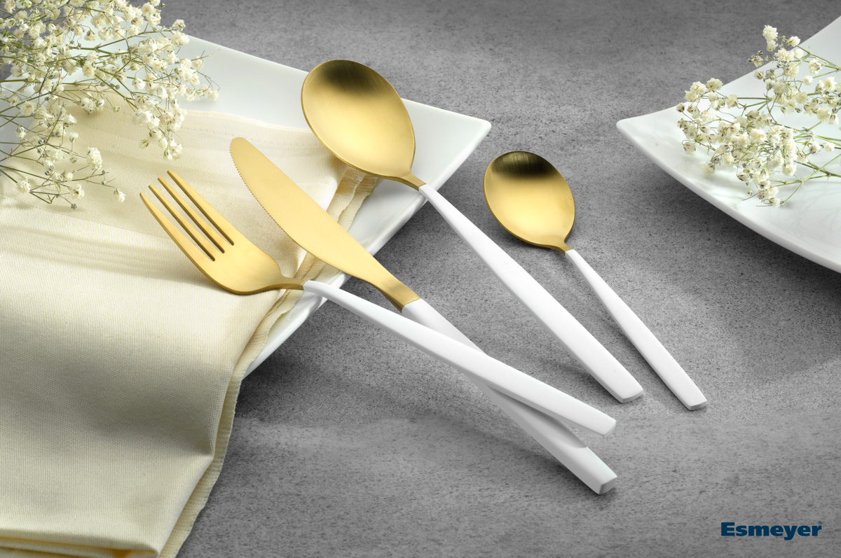 24-teiliges Besteck KIARA, gold und weiß