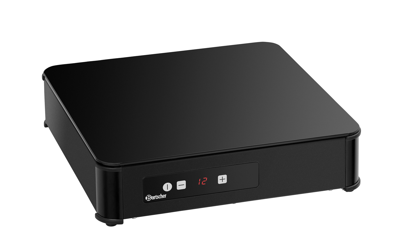 Bartscher Induktionswarmhalteplatte IW3-SW |Farbe: Schwarz | Maße: 39,5 x 39,5 x 9,8 cm.Gewicht: 5,6 kg