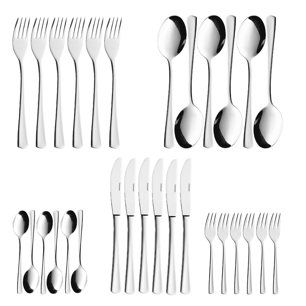 30-teiliges Besteck STOCKHOLM, aus Edelstahl 18/10, poliert. Messer aus Klingenstahl.