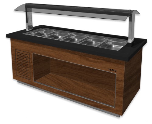 SARO Heißes Buffet Modell Premium Line SB-H130 braun/schwarz - Lieferung ohne GN Behälter - 17cm starke Granitplatte - Temperaturbereich