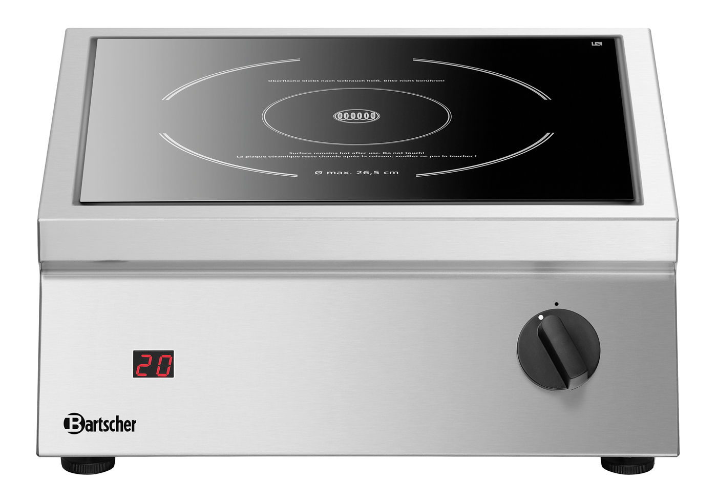 Bartscher Induktionstischherd ITH 30-265 | Anzahl Kochstellen: 1 | Maße: 40 x 45,5 x 160 cm. Gewicht: 9,1 kg