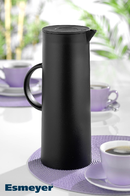 Isolierkanne "MANHATTAN", Inhalt 1 Liter, außen aus schwarzem Kunststoff, innen mit Glaskolben
