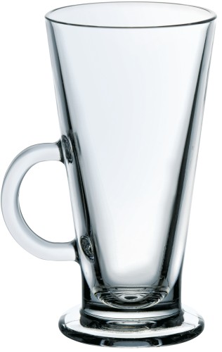 Eiskaffee. Glas. gehärtet - mit Henkelgriff. 7,7 / 6,8 cm.