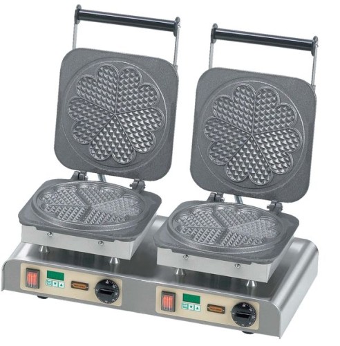 NEUMÄRKER Waffeleisen Herzwaffel groß II mit 2 Digitaltimern, Backplatten Grauguss 610x340x250 mm
