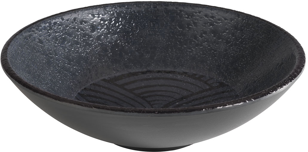 Schale -DARK WAVE- Ø 17,5 cm, H: 5 cm, 0,5 Liter Melamin innen: Dekor außen: schwarz spülmaschinengeeignet stapelbar nicht
