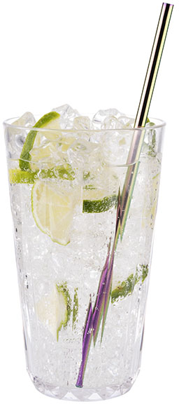 Trinkhalme 11er Set Ø 6 mm, Länge: 21,5 cm 18/8 Edelstahl,Regenbogen-Look Inhalt: - 10 Trinkhalme - 1 Reinigungsbürste