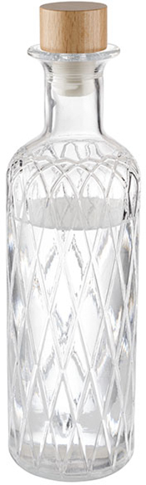 Glaskaraffe -DIAMOND- Ø 8 cm, H: 28 cm, 0,8 Liter Glas, Buchenholz, Silikon spülmaschinengeeignet zerbrechlich Farbe: