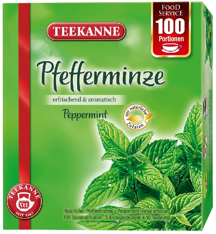 Teekanne Pfefferminze - erfrischend und aromatisch Pemium Gastro - Glasportionen ohne Einzelumhüllung Inhalt: 100 Beutel