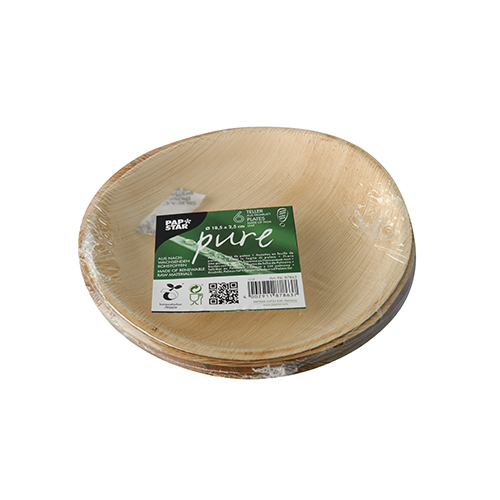 6 Teller, Palmblatt "pure" rund Ø 18,5 cm · 2,5 cm von PAPSTAR