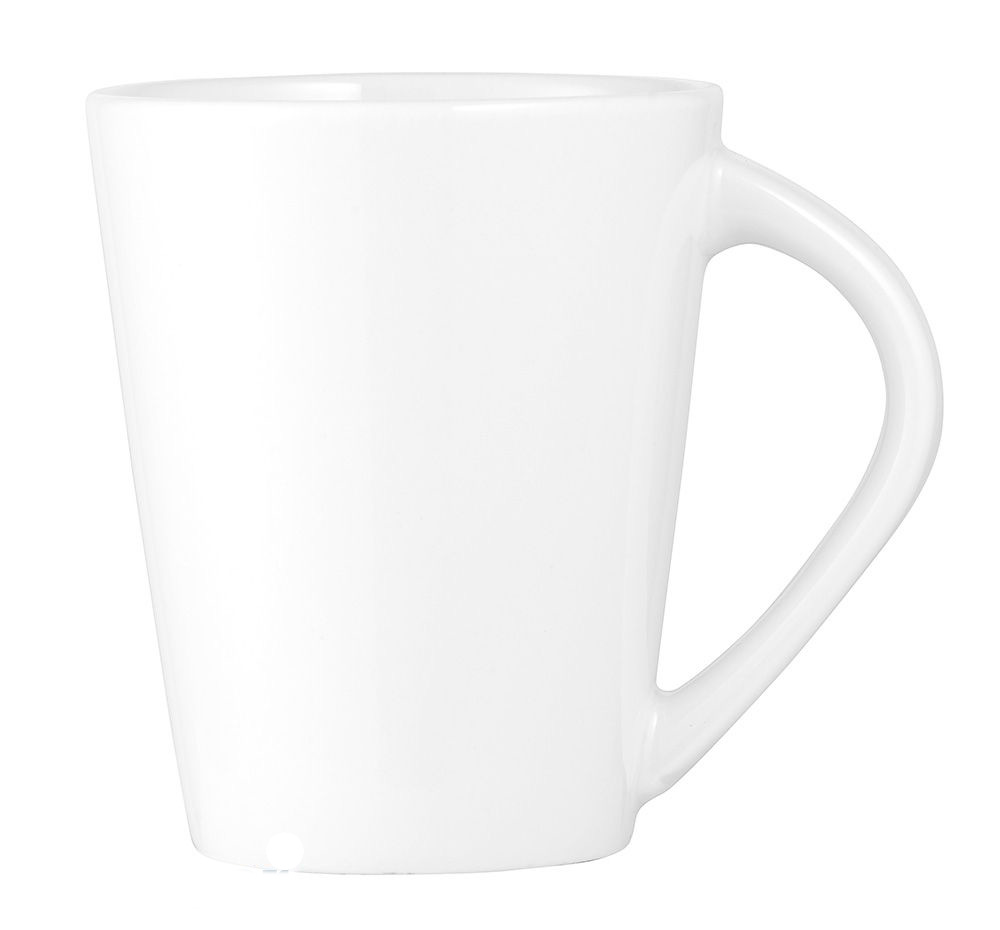 Henkelbecher ISTA, 260 ml, von caterado, aus weißem Porzellan. Made in Europe. Durchmesser 8,4 cm.