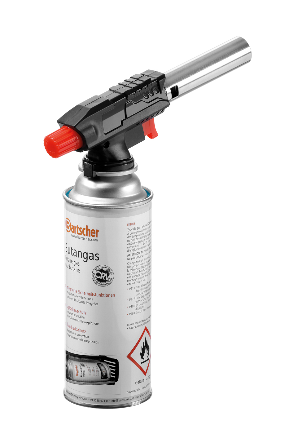 Bartscher Flambierbrenner 1300GK | Nicht imLieferumfang enthalten: Gaskartusche | Maße: 19 x3,5 x 6,0 cm. Gewicht: 0,16 kg