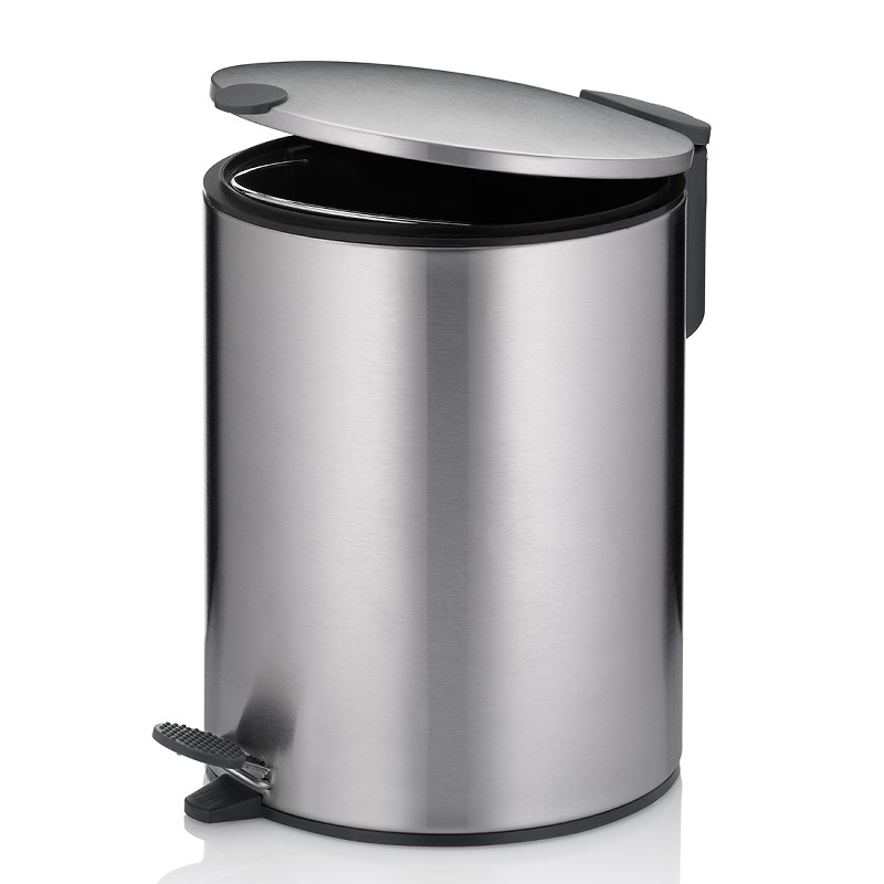 KELA Kosmetikeimer Mats Edelstahl Silent Close mit inneneimer aus kunststoff, Inhalt: 5 liter, Farbe: silber matt, Durchmesser 20,5cm , Höhe 27cm
