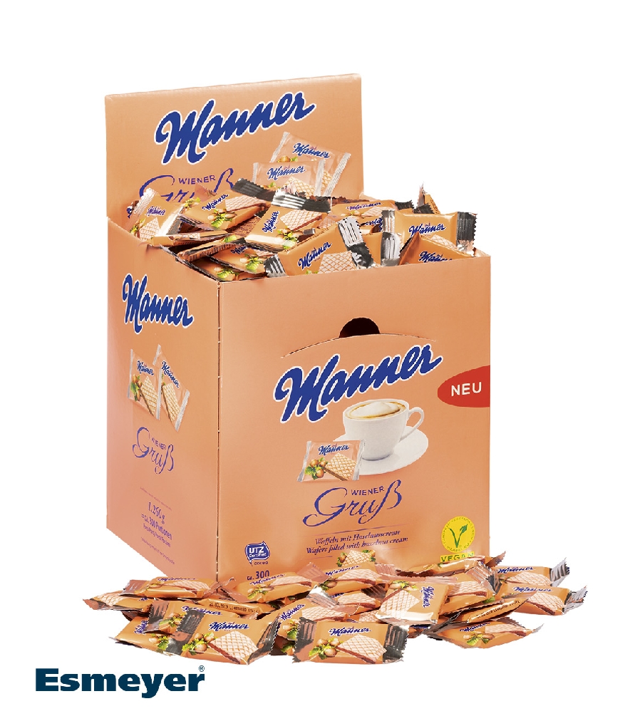 Manner Waffel WIENER GRUSS, Inhalt: 300 Stück á 4,2 g je Thekenkarton.