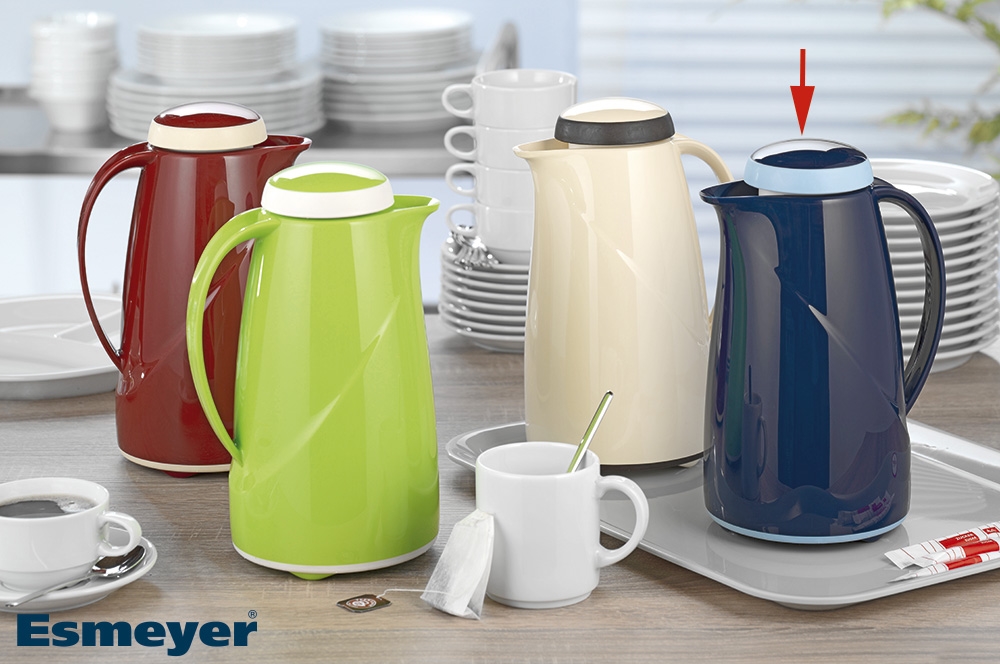 Helios Isolierkanne WAVE, Inhalt: 1,0 Liter, Farbe: blau, Kunststoff, Drehverschluß, Hartglaseinsatz, Höhe: 25,1 cm.