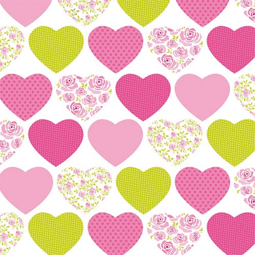 20 Servietten, 3-lagig 1/4-Falz 33 cm x 33 cm "Sweetheart" von PAPSTAR