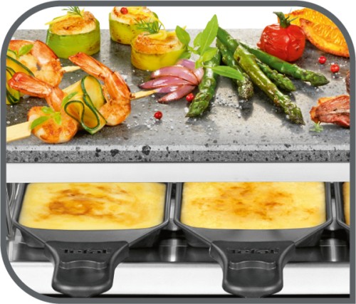 TEFAL RACLETTE-GRILL PIERRADE PR457B [10 Personen; 10 antihaftbeschichtete, spülmaschinengeeignete Pfännchen; Schaber