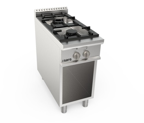 SARO Gasherd offener Unterbau 2 Brenner Modell LQ / CUG2BA Made in Europe - 2 Brenner 1x5,5kw 1x7,4KW - Sicherheitsthermostat - Pilotflamme